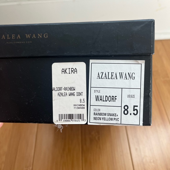 AKIRA Azalea Wang Neon Rainbow Snake Print Heels - Picture 5 of 6